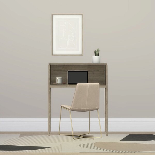 Desk, Bonjour Wall Art, Linie and Layered Rug from Heurrs