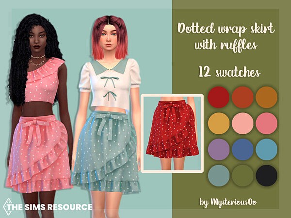 Dotted wrap skirt with ruffles by MysteriousOo from TSR