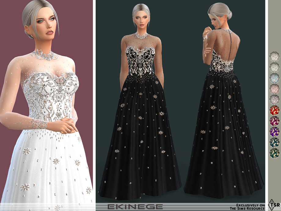 Embellished Illusion Gown by ekinege from TSR • Sims 4 Downloads