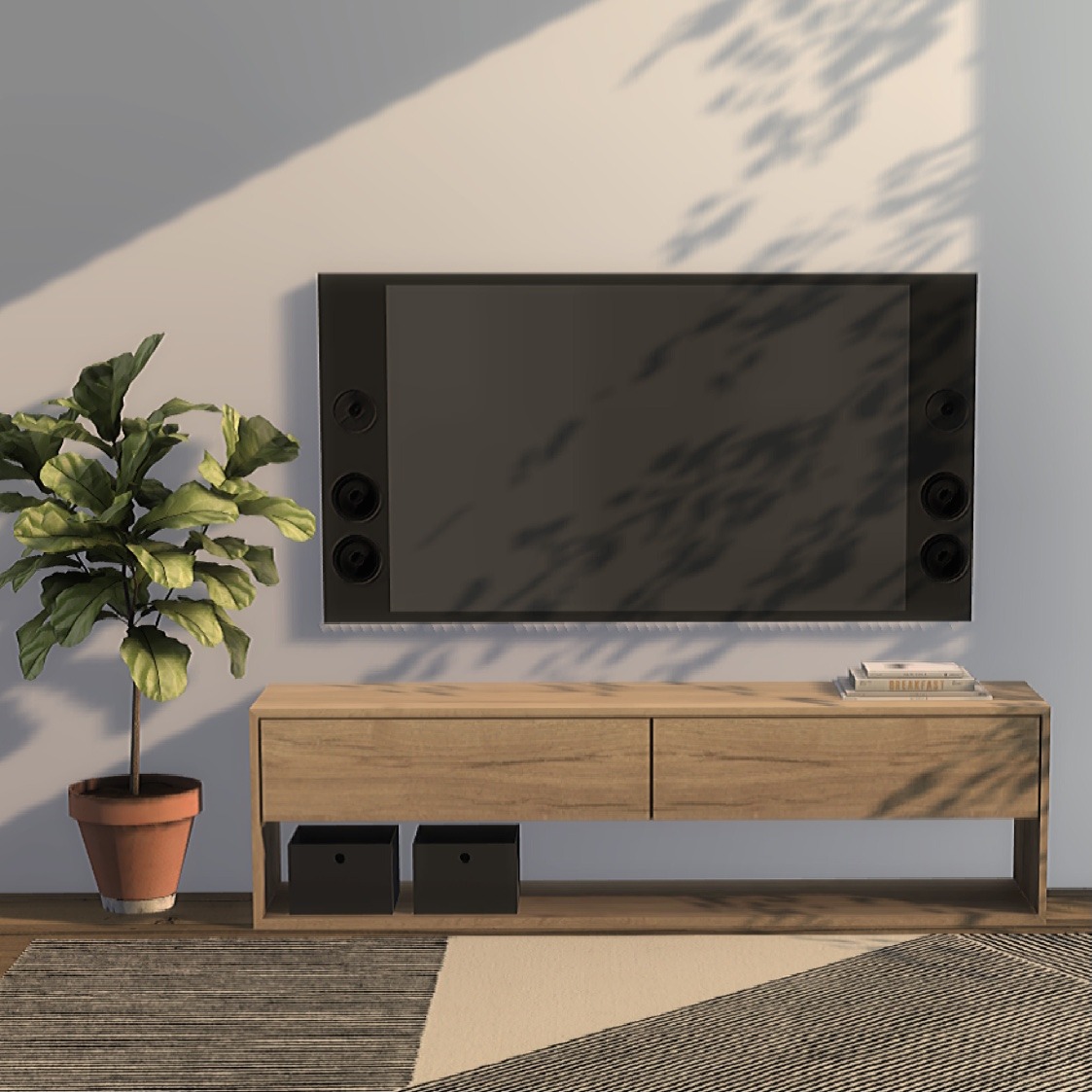 Ethnicraft Nordic TV Bench and Rug from Heurrs
