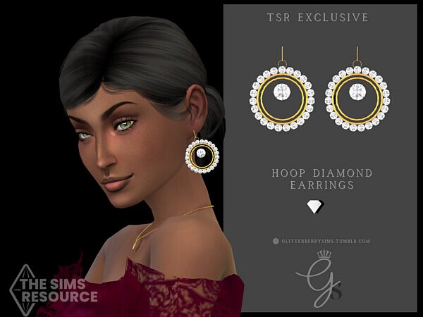 Hoop Diamond Earrings by Glitterberryfly from TSR