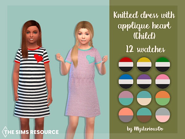 Knitted dress with applique heart Child by MysteriousOo from TSR