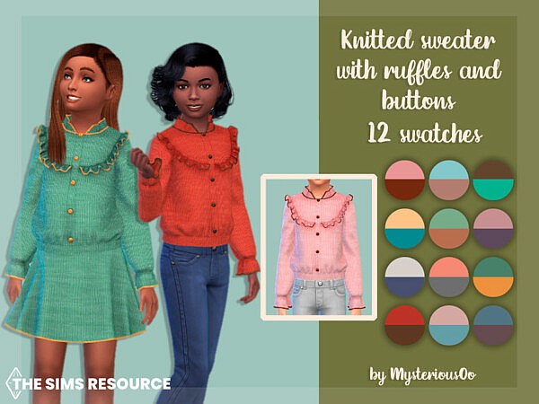 Knitted sweater with ruffles and buttons by MysteriousOo from TSR