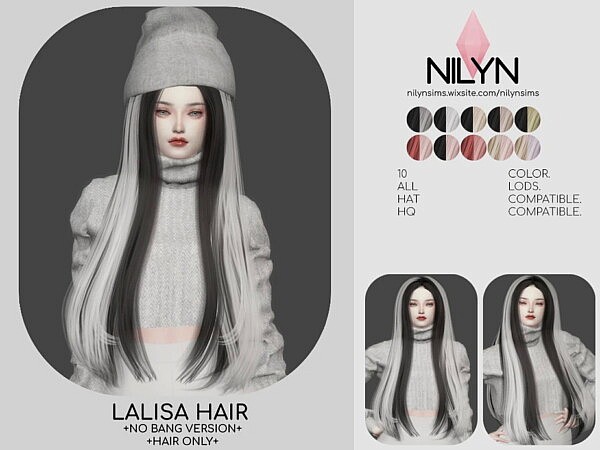 Lalisa Hair Bangs Version from Nilyn Sims 4