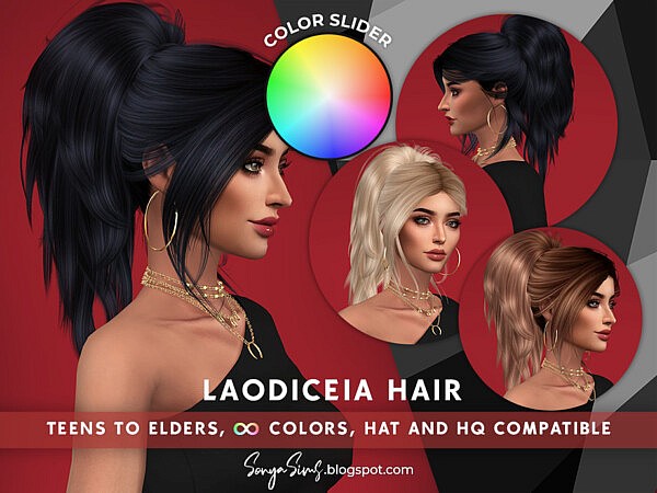 Laodiceia Color Slider Retexture Hair by SonyaSimsCC from TSR