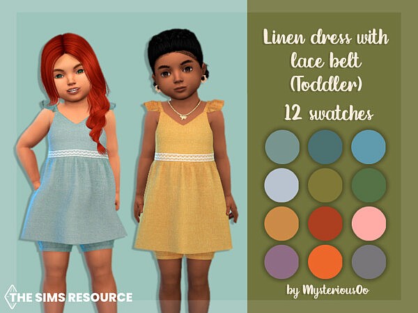 Linen dress with lace belt by MysteriousOo from TSR