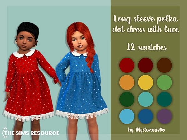 Long sleeve polka dot dress with lace by MysteriousOo from TSR
