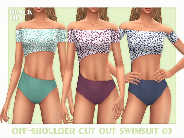 Off Shoulder Cut Out Swimsuit 03 by Black Lily from TSR