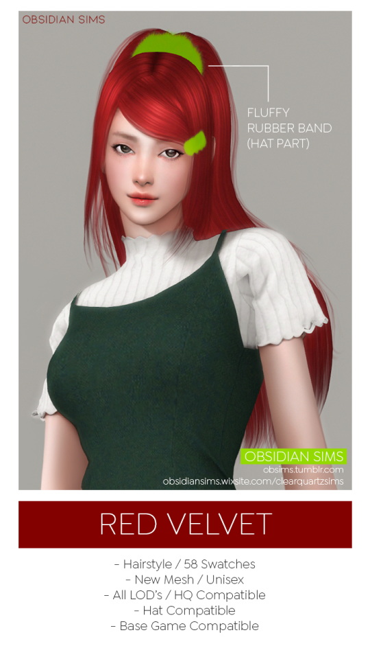 Red Velvet Hairstyle from Obsidian Sims