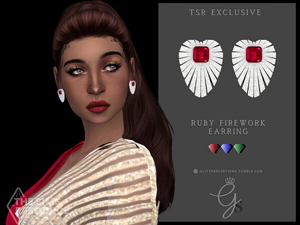 Ruby Firework Earrings by Glitterberryfly from TSR