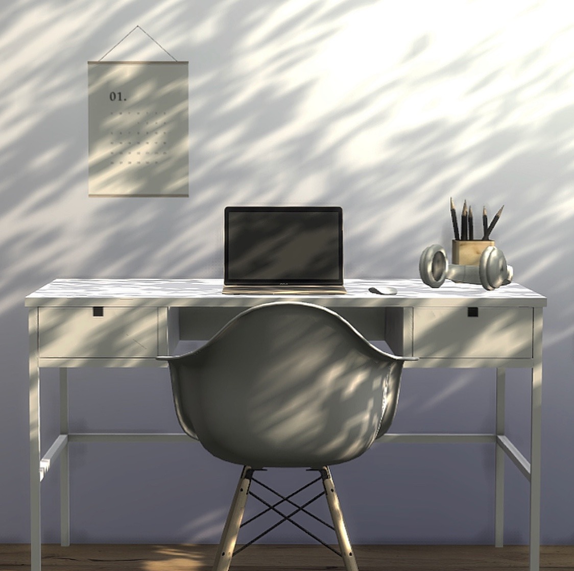 Square Desk, Square Dresser and Vertical Wall Calendar from Heurrs