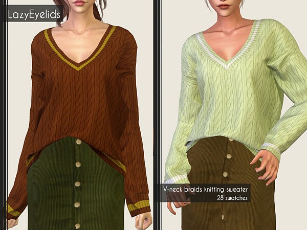 V Neck Sweater and Velvet Skirt from Lazyeyelids