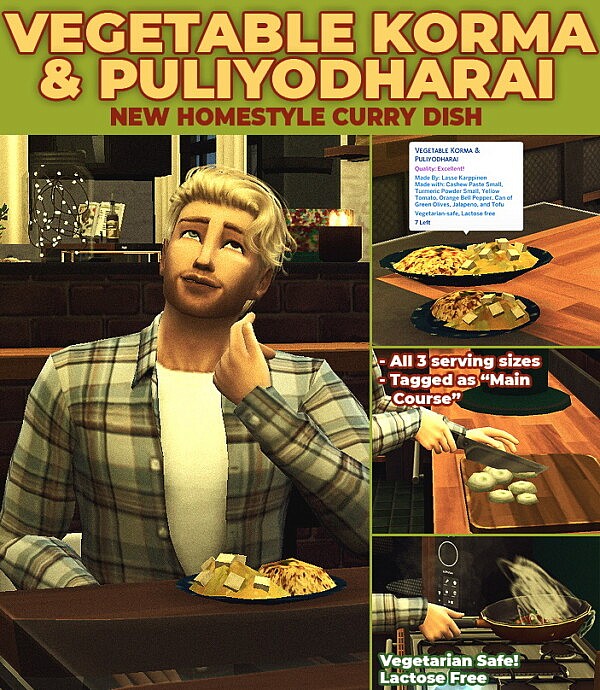 Vegetable Korma and Puliyodharai   New Custom Recipe by RobinKLocksley from Mod The Sims