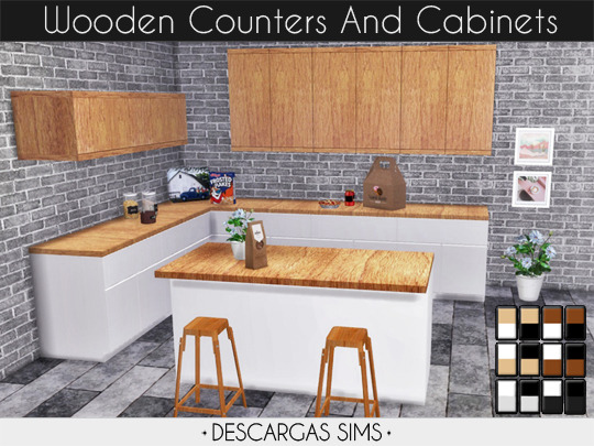 Wooden Counters And Cabinets from Descargas Sims