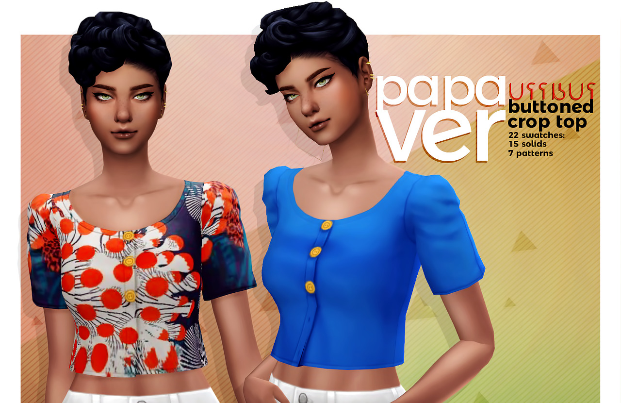 Buttoned crop top from Viiavi • Sims 4 Downloads