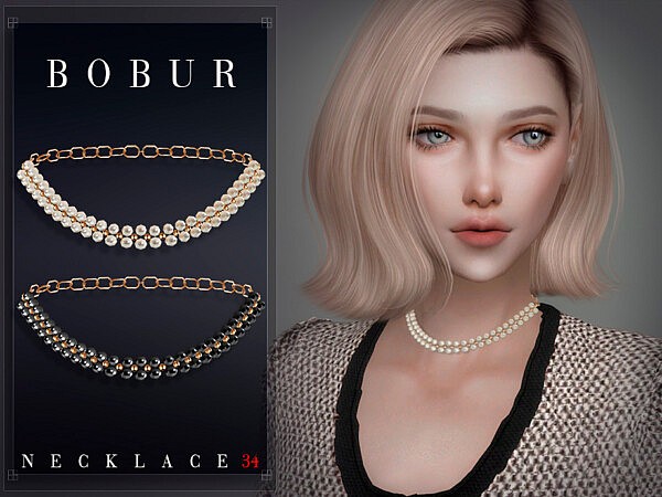 Pearl chain necklace by Bobur3 from TSR