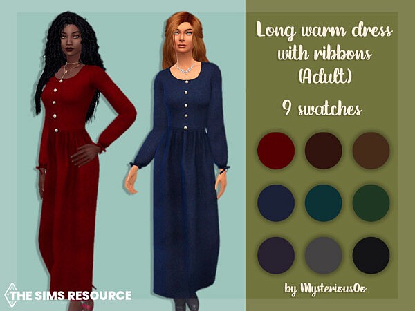 Long warm dress with ribbons by MysteriousOo from TSR