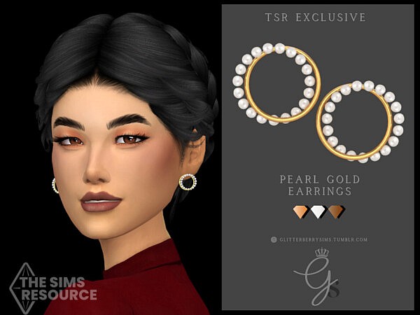 Pearl Gold Earrings by Glitterberryfly from TSR