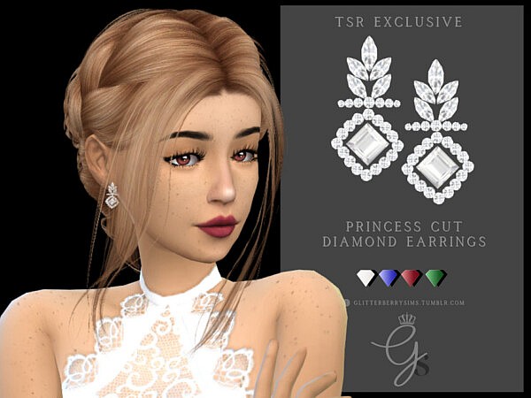 Princess Cut Diamond Earrings by Glitterberryfly from TSR