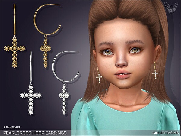 Pearl Cross Hoop Earrings For Toddlers by feyona from TSR
