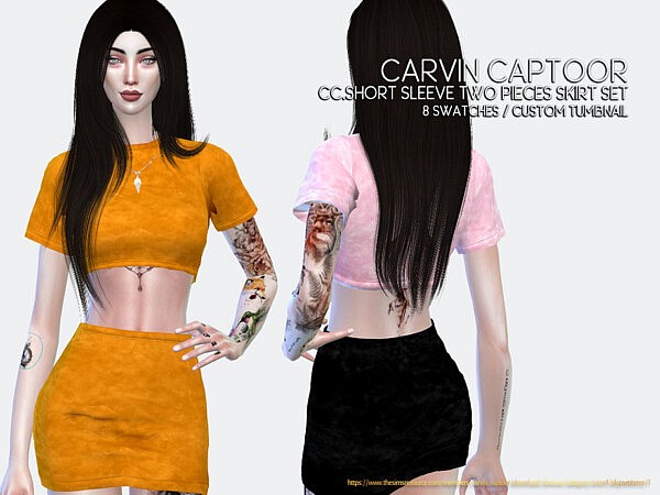 Short Sleeve Two Pieces Skirt Set by carvin captoor from TSR