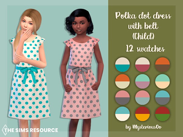Polka dot dress with belt Child by MysteriousOo from TSR