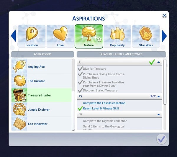Treasure Hunter Aspiration by Simmiller from Mod The Sims