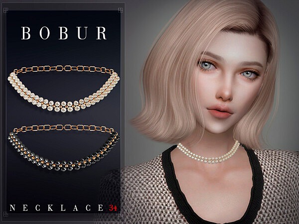 Pearl chain necklace by Bobur3 from TSR