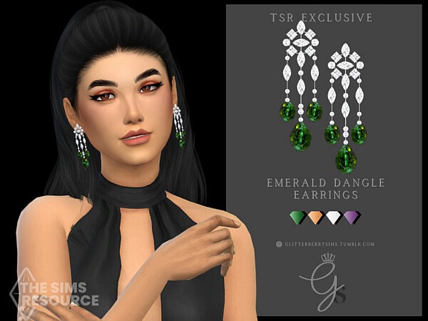 Emerald Dangle Earrings by Glitterberryfly from TSR