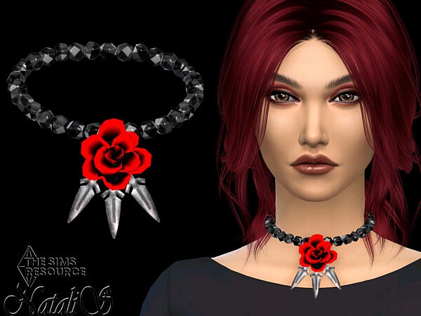 Rose with daggers beaded necklace by NataliS from TSR