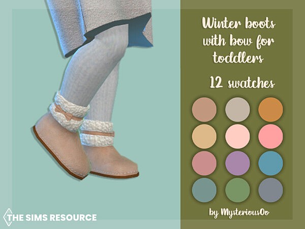 Winter boots with bow for toddlers by MysteriousOo from TSR