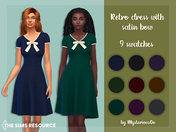 Retro dress with satin bow by MysteriousOo from TSR