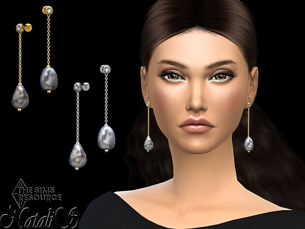 Baroque pearl chain drop earrings by NataliS from TSR