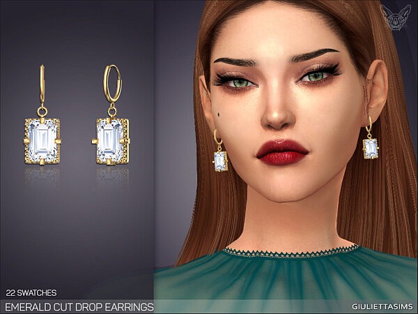 Emerald Cut Drop Earrings by feyona from TSR