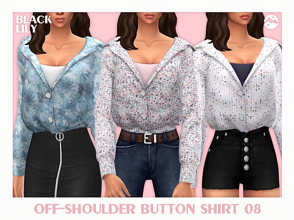 Off Shoulder Button Shirt 08 by Black Lily from TSR
