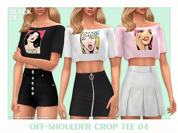 Off Shoulder Crop Tee 04 by Black Lily from TSR