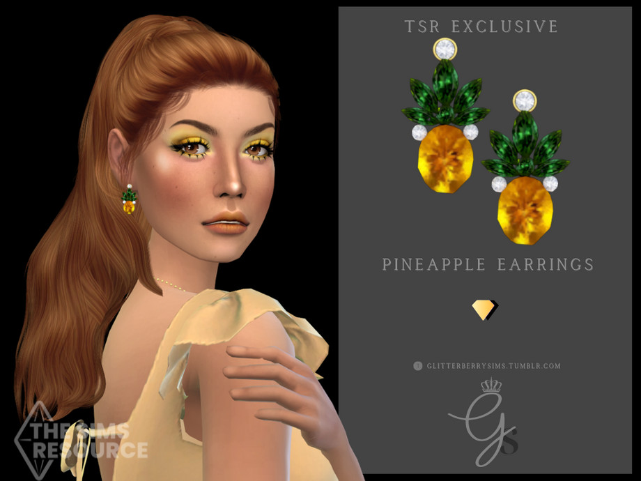 Pineapple Earrings by Glitterberryfly from TSR • Sims 4 Downloads
