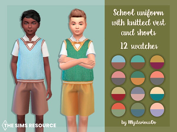 School uniform with knitted vest and shorts by MysteriousOo from TSR