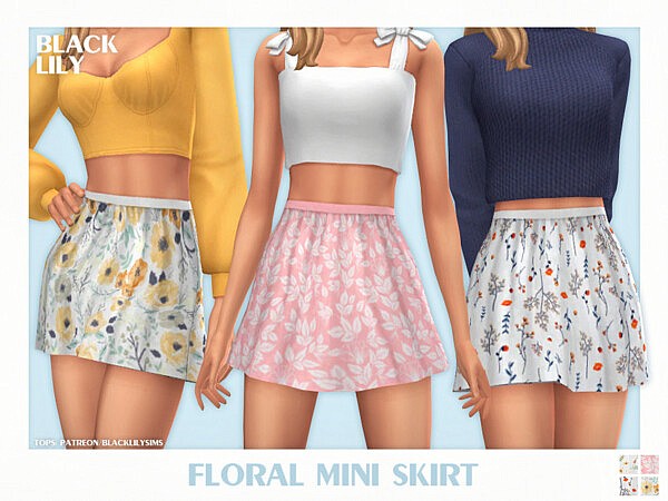 Floral Mini Skirt by Black Lily from TSR