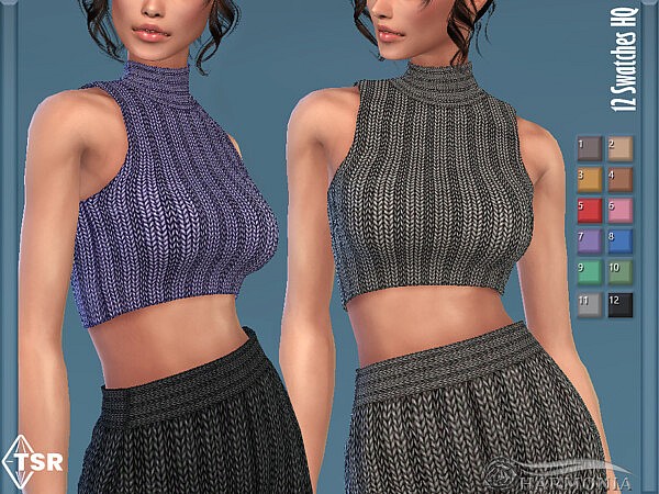 Turtleneck Knitting Crop Top by Harmonia from TSR
