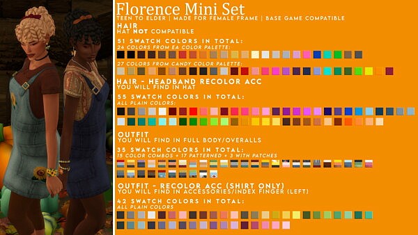 Florence Mini Set Hair and Outfit from Candy Sims 4