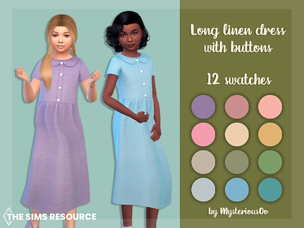Long linen dress with buttons by MysteriousOo from TSR