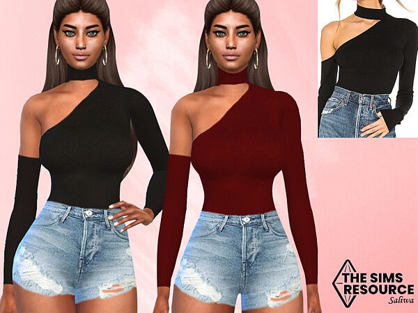 Turtle Neck Long Sleeve Tops by Saliwa from TSR