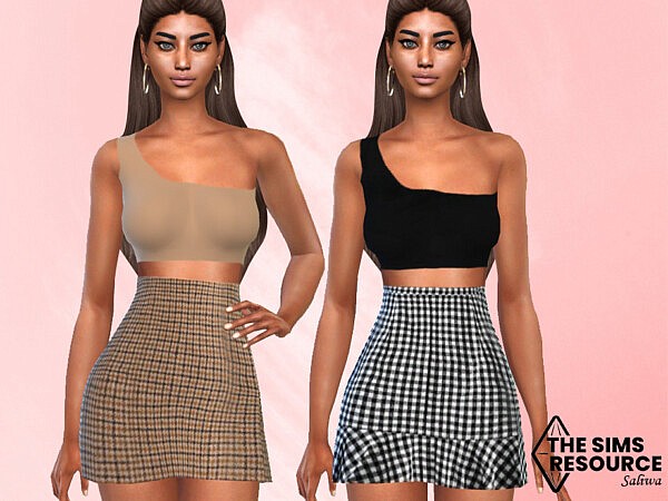 Plaid Skirt Outfits by Saliwa from TSR