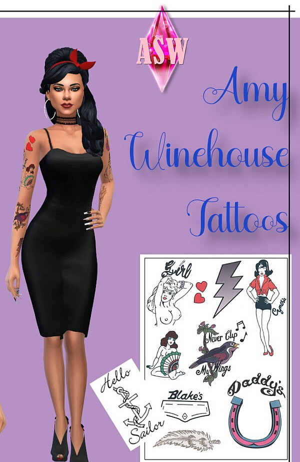 Amy Winehouse Tattoos from Annett`s Sims 4 Welt