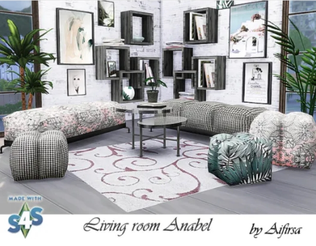 Anabel Living Room Furniture and Decor from Aifirsa Sims