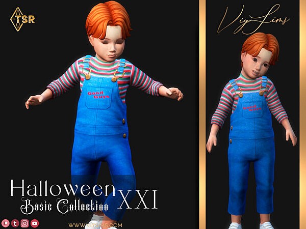 Halloween XXI Toddler Outfit Chucky by Viy Sims tsr from TSR