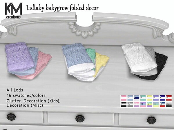 Lullaby babygrow folded decor from KM