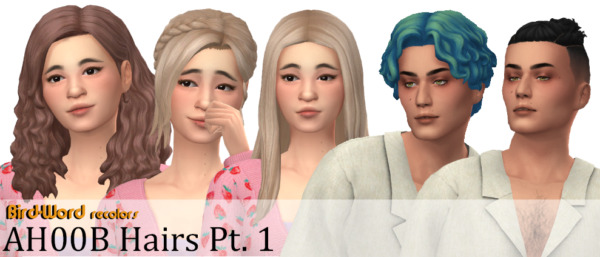 Mercedes, Athena, Miranda, Chase and Dante Hairs Recolored from Aveira Sims 4