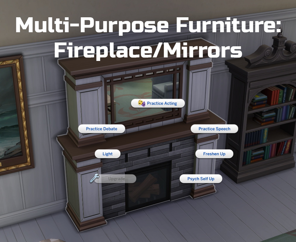 Multi-Purpose Furniture Fireplace and Mirrors by Ilex from Mod The Sims